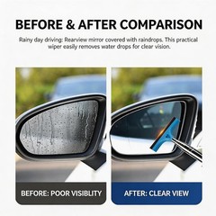 4 Pack All-Purpose Car Rearview Side Mirror Squeegee with Retractable Handle for