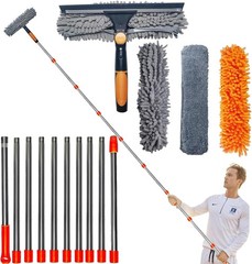 20 ft+ Reach Squeegee Window Cleaner Duster 2 in 1 Rotatable Window Cleaning …