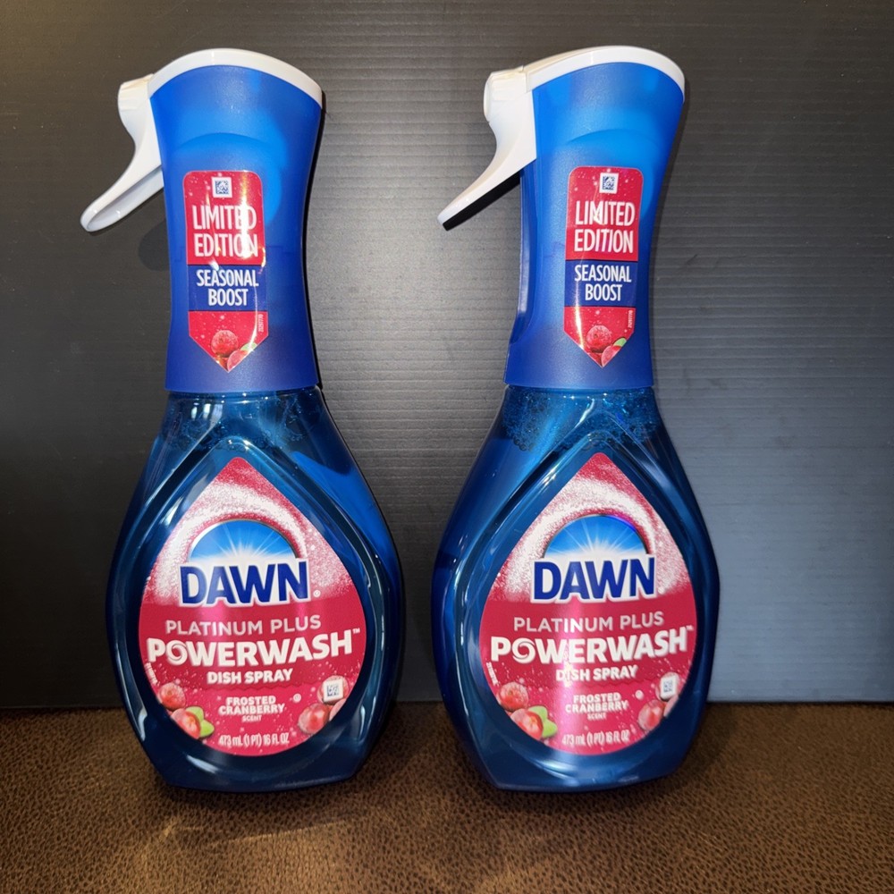 2pcs Dawn Platinum Plus POWERWASH Spray FROSTED CRANBERRY 16 oz Liquid Dish Soap