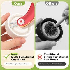 3 in 1 Cup Lid Cleaning Brush 4 Pack – Multifunctional Cleaning Brush Set for