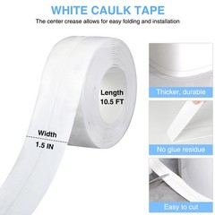 Caulk Tape 1.5×10.5Ft Waterproof Self Adhesive Bath Kitchen White FROM USA