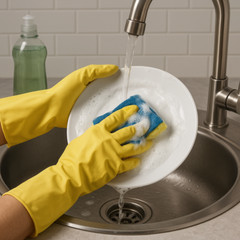 6 Pair Latex Dish Washing Chemical Resistant Gloves – Small