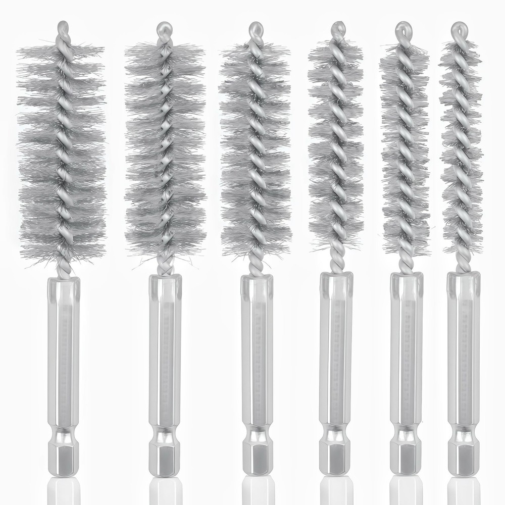 6 PCS Stainless Steel Bore Brush Wire Brushes Set, 6 Size Cleaning Twisted Dr…