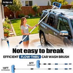 512 Foot 20ft Reach Car Wash Brush with 12Inch Soft Bristle, On/Off Switch Te…