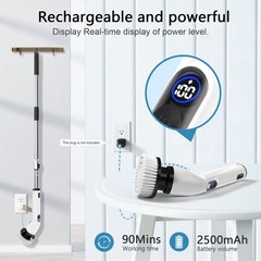 TUYU Electric Spin Scrubber IPX7 Waterproof Bathroom Scrubber LCD Display