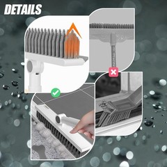 Floor Scrub Brush with Long Handle 3 in 1 Grout Cleaner Squeegee Heavy Duty