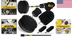 Complete Multi-Surface Cleaning Kit: 6-Piece Drill Brush Set with Extension Rod