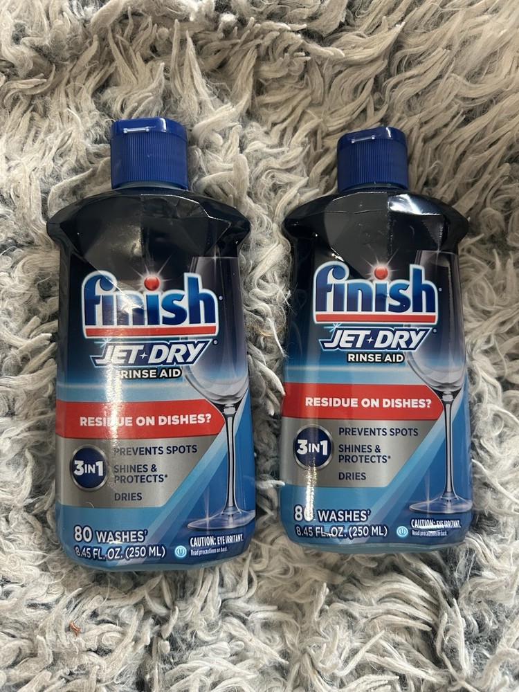 ❤️2-PK Finish. Jet-Dry 3-in-1 Rinse Aid-8.45oz. 80 Washes Each Bottle❤️