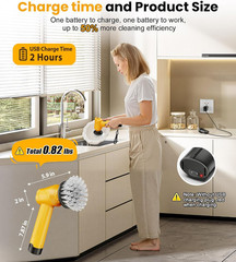 Battery Electric Spin Scrubber Q4, Handheld Scrubber for Cleaning with Display,