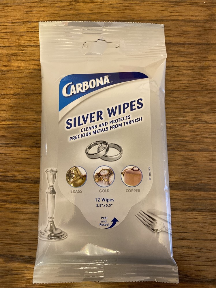 Carbona Silver Wipes 12 per pack Cleans Protects Brass Gold Silver Copper