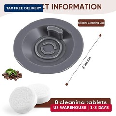 Silicone Espresso Backflush Cleaning Disc 54mm with 8 PCS Cleaning Tablets, Gray