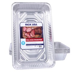 RICK USA Full Size Steam Pan – 10 Pack 19.5×11.6″ Disposable Aluminum Foil
