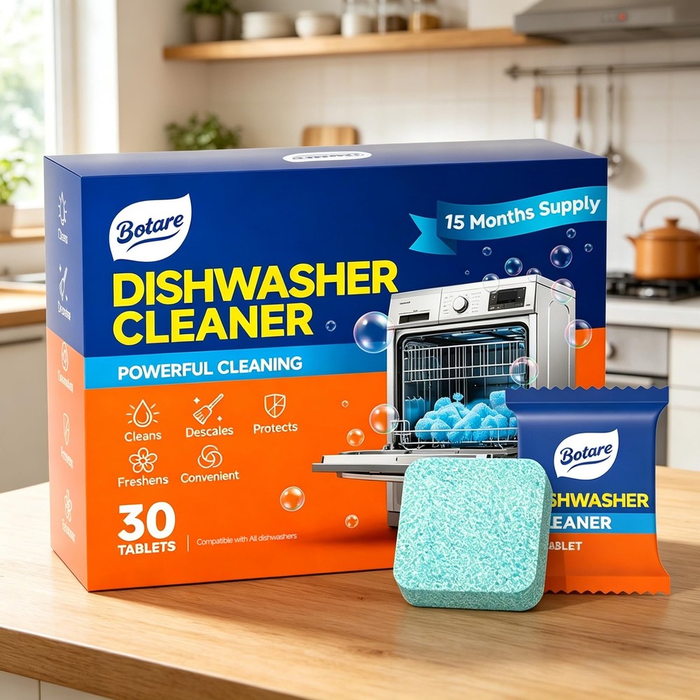 Dishwasher Cleaner Tablets 30pk Active Oxygen Degreaser Odor Remover Lemon Scent