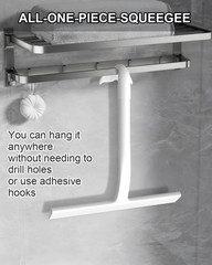 Shower Squeegee for Shower Glass Doors, Silicone Blade Whale Tail Hang Hook | 8″
