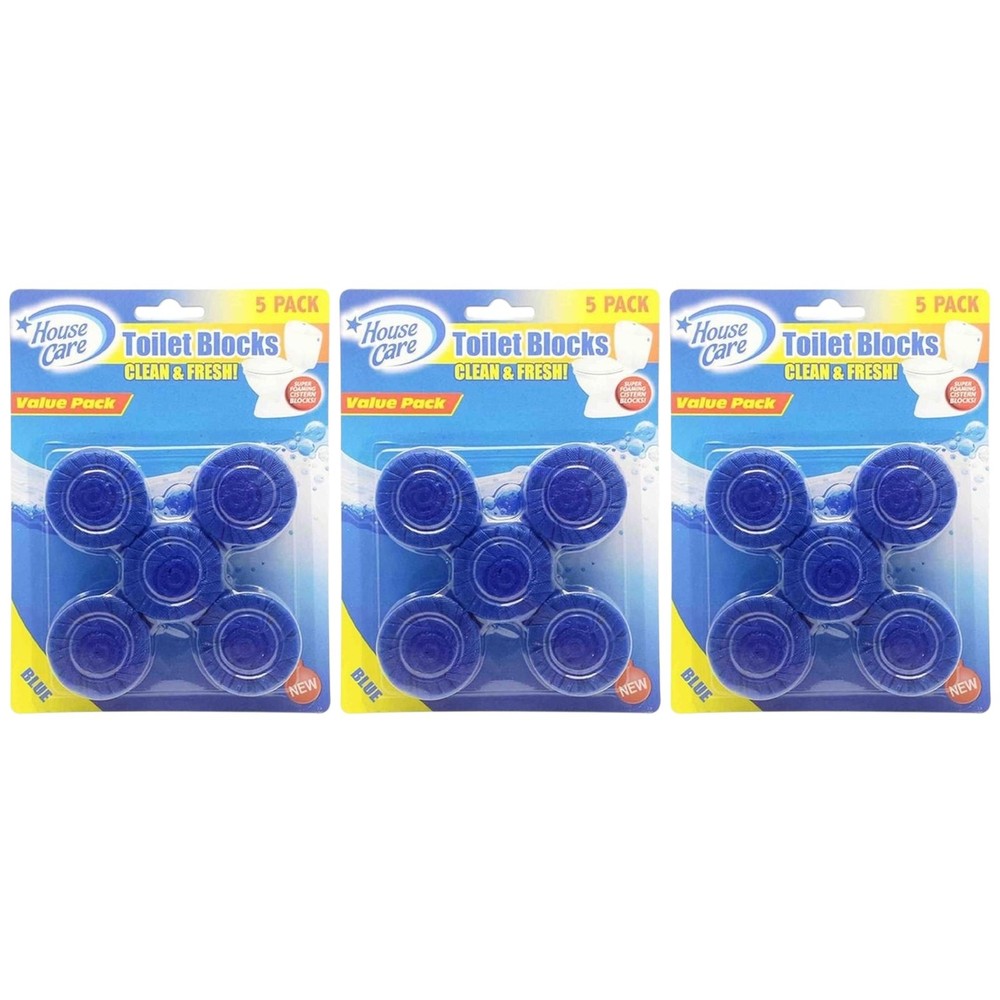 Blue Toilet Bowl Blocks / Tablets – Clean & Fresh, 5 Count (Pack of 3)