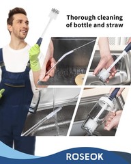 2 in 1 Long Handle Bottle Brush with Straw Brush for Cleaning Glass, Sports B…