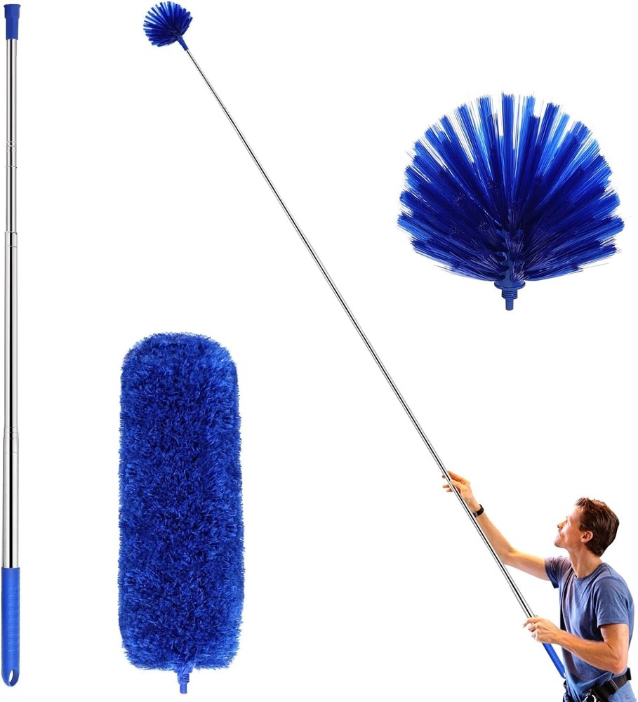 Microfiber Ceiling Fan Duster & Cobweb Cleaning Brush Cleaner Kit Extension Pole