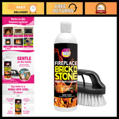 Fireplace Gel Cleaner with Scrub Brush – Nonabrasive for Brick, Stone, Tile, 16