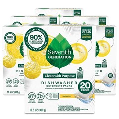 Seventh Generation Lemon Dishwasher Detergent Packs 20 Count 6 Pack Plant Based