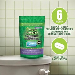 Green Gobbler Septic Tank Enzyme Treatment Packets, 6 Month Supply – Unscented