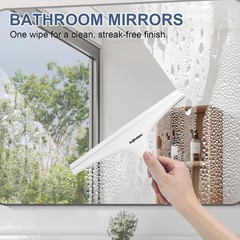 Shower Squeegee for Glass Tiles, 10 Silicone with Hook, White/Gray