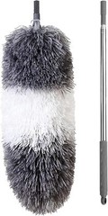 Microfiber Feather Duster with Extendable Pole, 100″ Telescoping Cobweb Gray