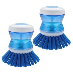 Dish Brush with Soap Dispenser for Dishes Pot Pan Kitchen Sink Scrubbing, Blue 2