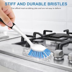 Durable 2-Pack Dish Brush Set with Non-Slip Handle & Built-in Scraper Features