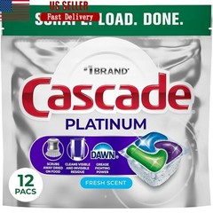Platinum Dishwasher Pods 12 Count Powerful Detergent Fast Dissolving Fresh Scent