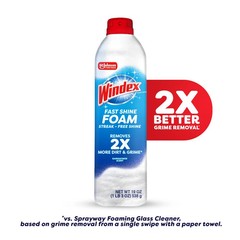 Windex Fast Shine Foam Glass Cleaner, No-Drip Windows, Doors, Mirrors & Countert