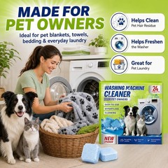 Enzyme Washing Machine Cleaner Tablets Pet Odor Hair Remover 24 Count HE Washer