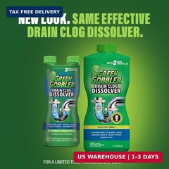 Green Gobbler Drain Clog Dissolver, Drain Opener-Cleaner ,Toilet Clog Remover, 3