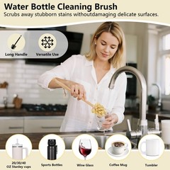 5 Pack Bamboo Dish Brush Set, Wooden Dish Brush with 14’’ Bottle Brush, Natur…
