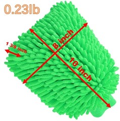 , Green Chenille Microfiber Dusting Mitt, 10.5×8 Inch, Electrostatic, Reusabl…