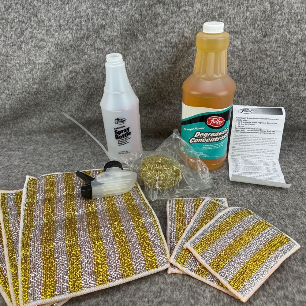 ✅Fuller Brush Orange Power Degreaser Concentrate Cleaning Kit W/Scrub Pads