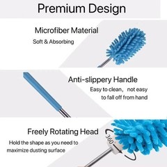 Duster for Cleaning, 6 Pcs Hand Washable Dusters with 11″ to 29.5″ Color: Blue