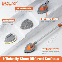 4-In-1 Long-Handled Tub Scrubber-Versatile Bathroom Cleaning Brush with Shower S