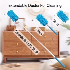 Duster for Cleaning, 6 Pcs Hand Washable Dusters with 11″ to 29.5″ Color: Blue