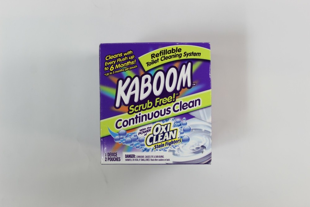 Kaboom Scrub Free! Toilet Bowl Cleaner System & 2 Refill Pouches Lasts 6 Months