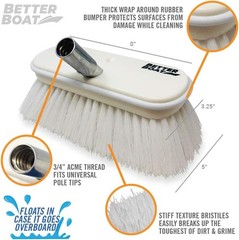 Stiff Boat Deck Brush, Heavy-Duty Marine Brush Head, 8″ Firm Bristle with Bumper
