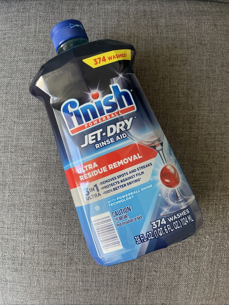 NEW Finish Jet-Dry Ultra 3 in 1 Residue Removal Rinse Aid & Drying Agent, 38 oz