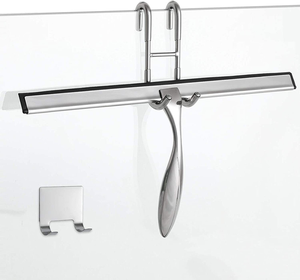 14-Inch Shower Squeegee Set, Includes Shower Door Hook and Adhesive Hook, Squeeg