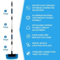 72″ Car Wash Brush with Long Handle, On/Off Switch for Car RV Truck Boat Wash…