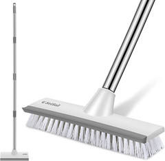 Floor Scrub Brush with 51-Inch Long Adjustable Handle 2 in 1 Scrape Brush Stiff