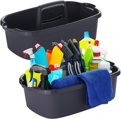 Pack Large Gray Cleaning Caddy for Cleaning Supplies with Handle