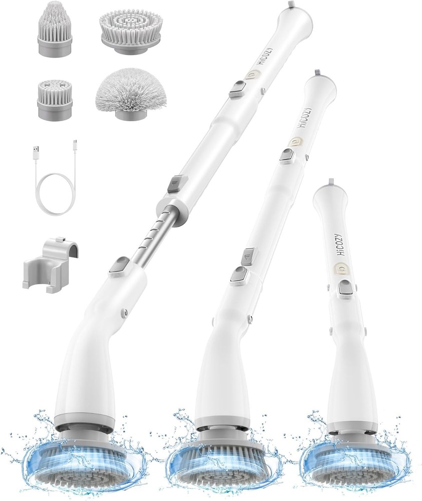 Electric Spin Scrubber HS1,IPX7 Waterproof Cleaning Brush Bathroom Floor White