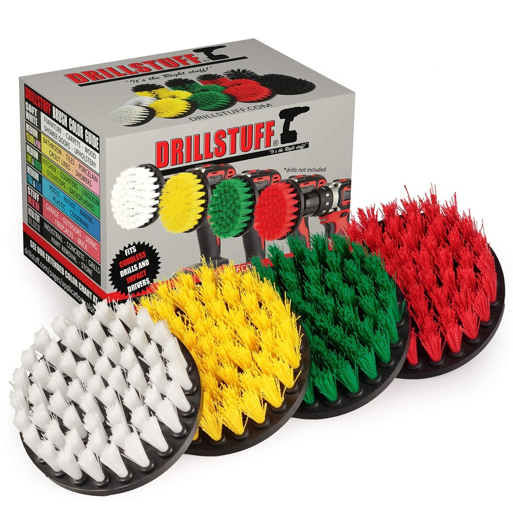 4in Soft, Medium and Stiff Drill Brush Attachment Power Scrubber Brush Set