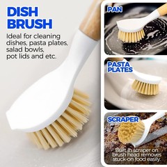 6 Pack Dish Brush Scouring Pad Set with Bottle Brush, Dish Brush, Palm Scrub Bru