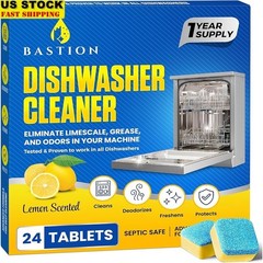 Heavy Duty Dishwasher Cleaner Tablets 12 Month Supply Lemon Fresh Deep Cleaning