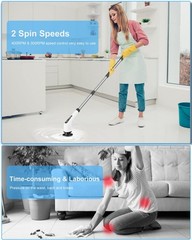 Electric Spin Scrubber, Cordless Cleaning Brush with 8 Replaceable Brush Head…